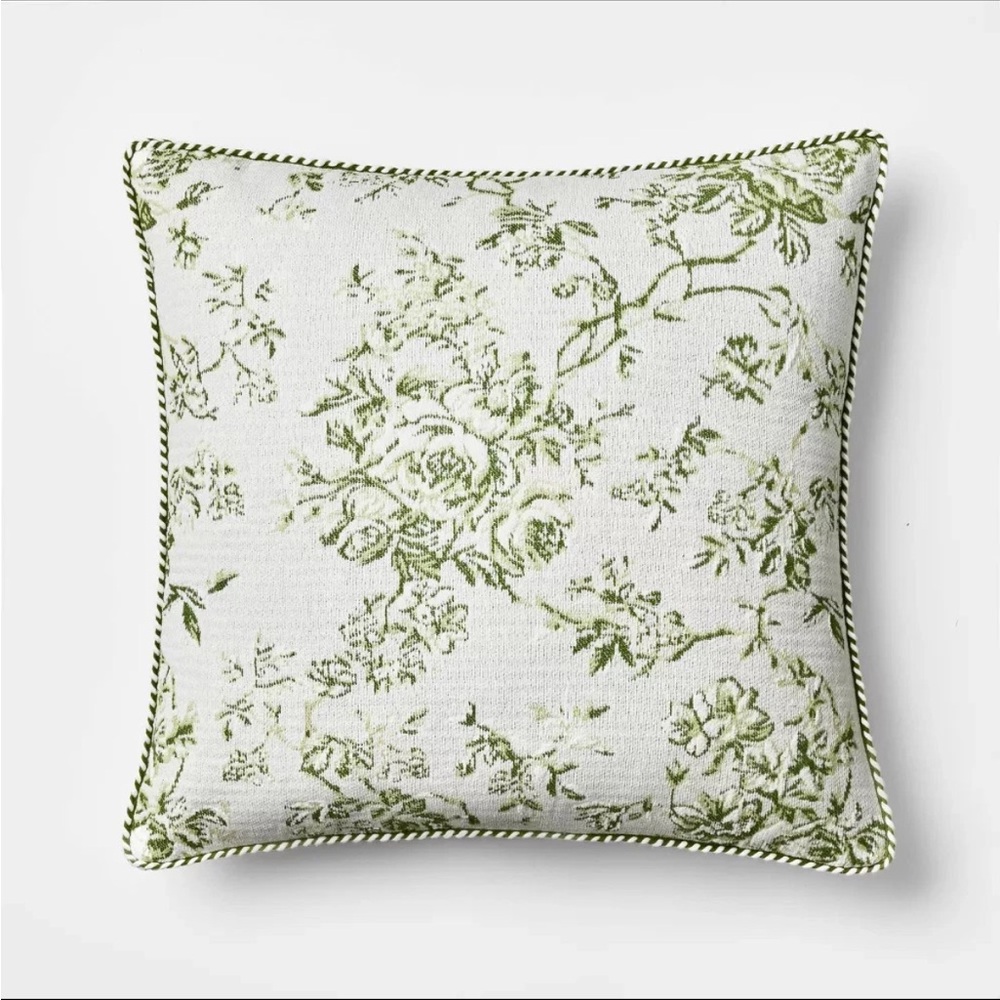Oversized Square Floral Jacquard Pillow Green - Threshold Studio McGee
